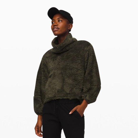 lululemon athletica Sweaters - Warm Restore Sherpa Pullover Sweatshirt Deep Olive